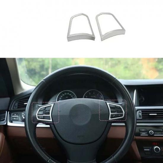 Matte Silver Fit For BMW 5 Series Cover Trim Steering Wheel Button Frame 11-2017