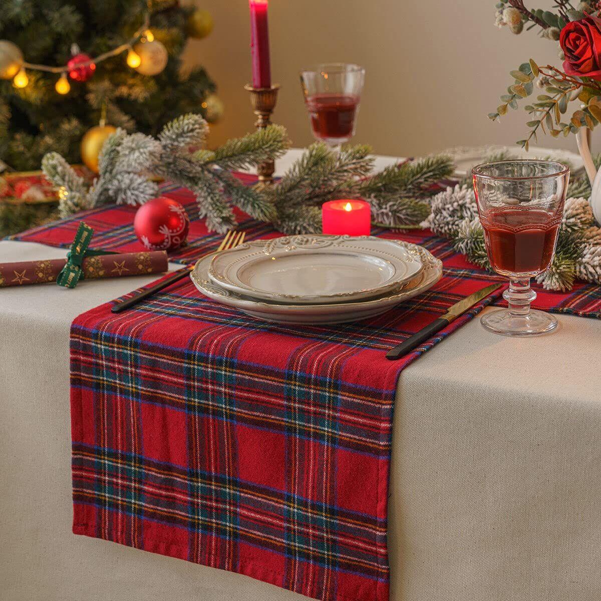 

Tartan Table Runner for 6 Seater Dining Table (13x72 inch) - Cotton Christmas Xmas Cloth