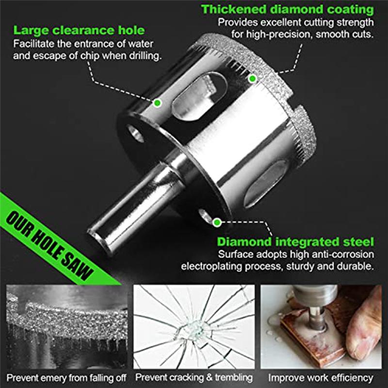 AD23-17 PCS Drill Bits Sets Hollow Drill Set With Double Suction Cups Guide Jig Fixture From 4Mm-83Mm