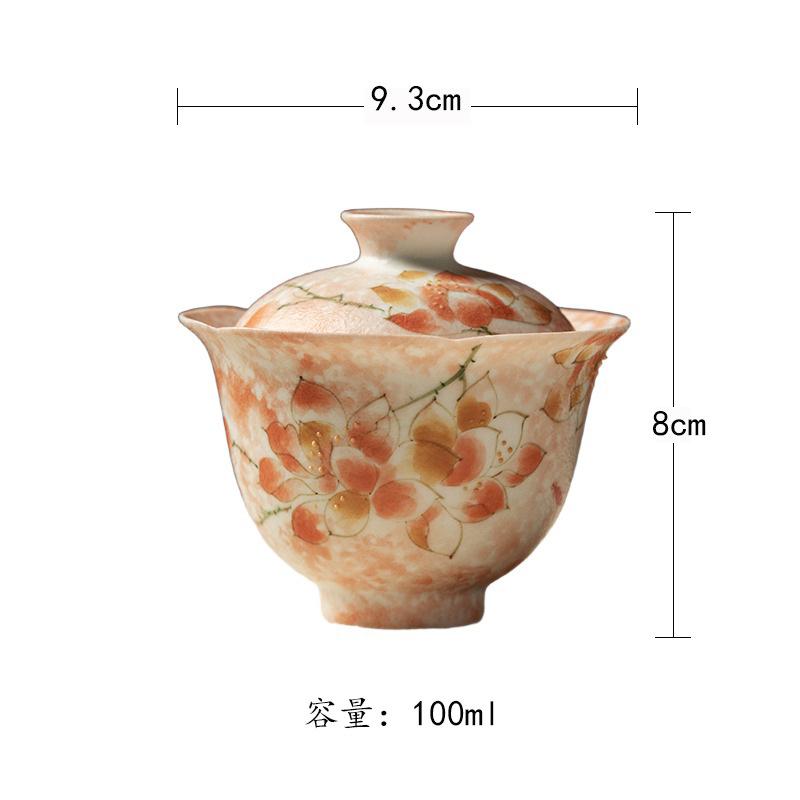 

100ml Hand-painted Magnolia Gaiwan Vintage Tea Tureen Tea Bowl With Lid Kit Tea Making Cover Bowl Teaware Accessories Craft