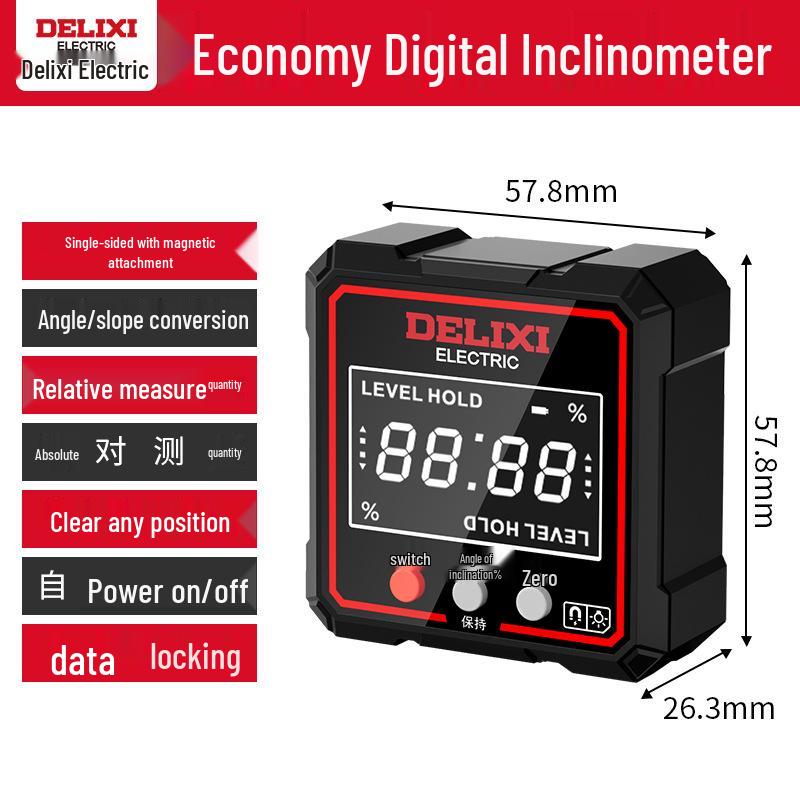 Delixi High-Precision Digital Laser Inclinometer with Magnetic Slope Measurement