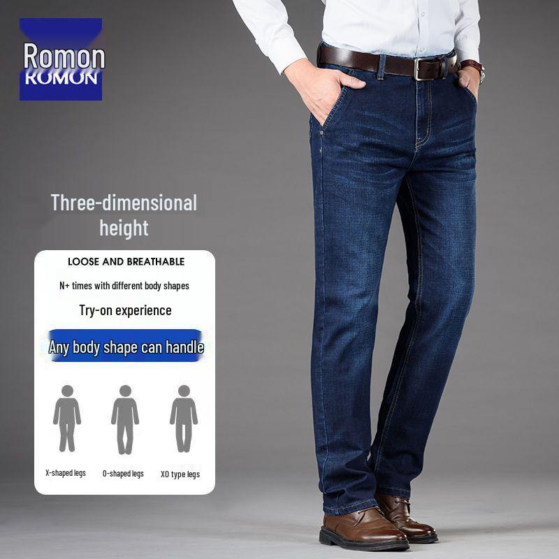 Romon Herren Straight-Leg Stretch Jeans - Herbst/Winter 2025: Vielseitige lässige lange Hosen für Mittelalte