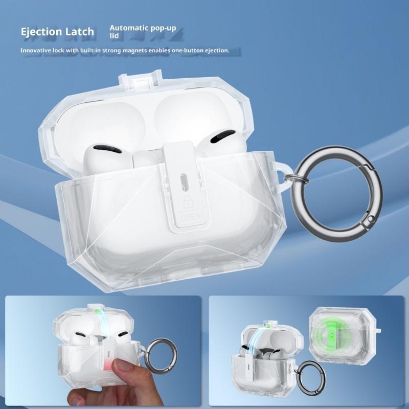 Clear Protective Case For Pods Pro3 Secure Lock Design Includes Keychain Set Easy Cleaning