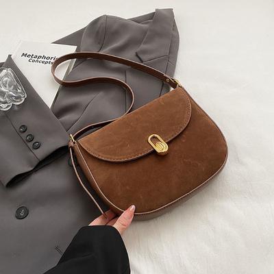 High-End Texture Fashion Shoulder Bag Retro Suede Luxury Underarm Bag Women  Autumn Winter New Popular Simple Crossbody Bag
