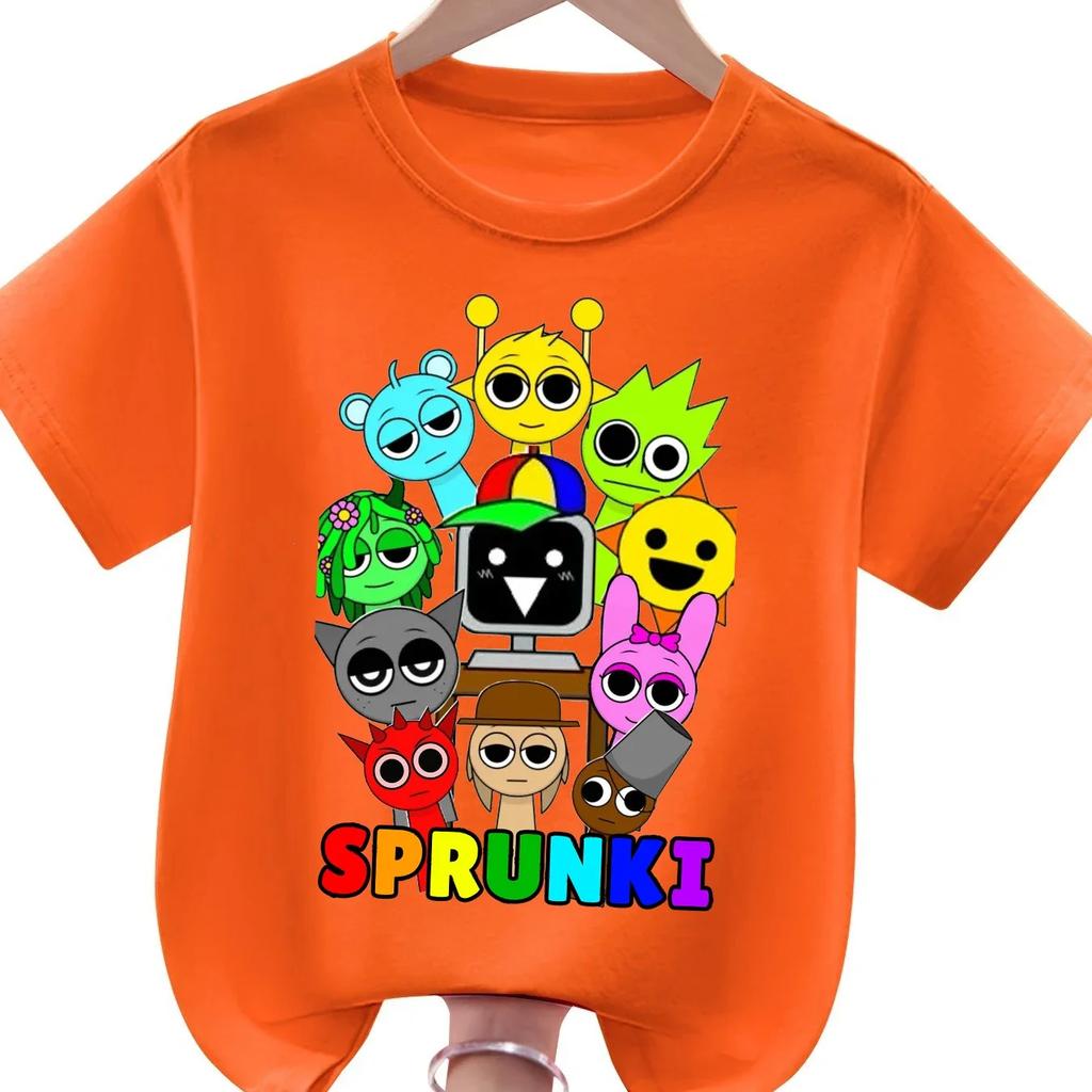 Sprunki Kids Tshirt Fashion Cartoon Figure Boys Girls Clothes Summer Round Neck Short Sleeve Tshirt Sprunki Childrens Clothing