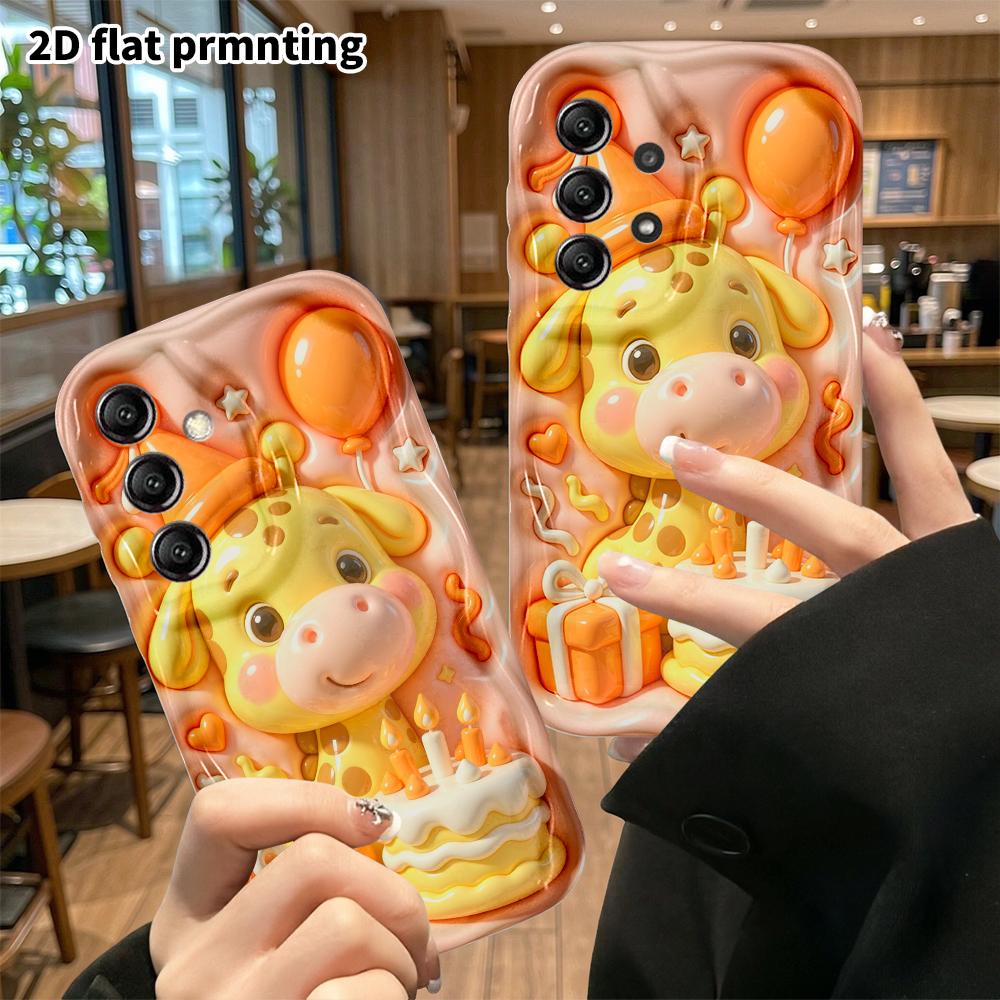 Phone Case: 2D flat, suitable for Samsung Galaxy A34 A35 M05 M06 S20 S22 S21 FE Plus 5G protective case, cartoon giraffe, perfect Christmas and Hallow
