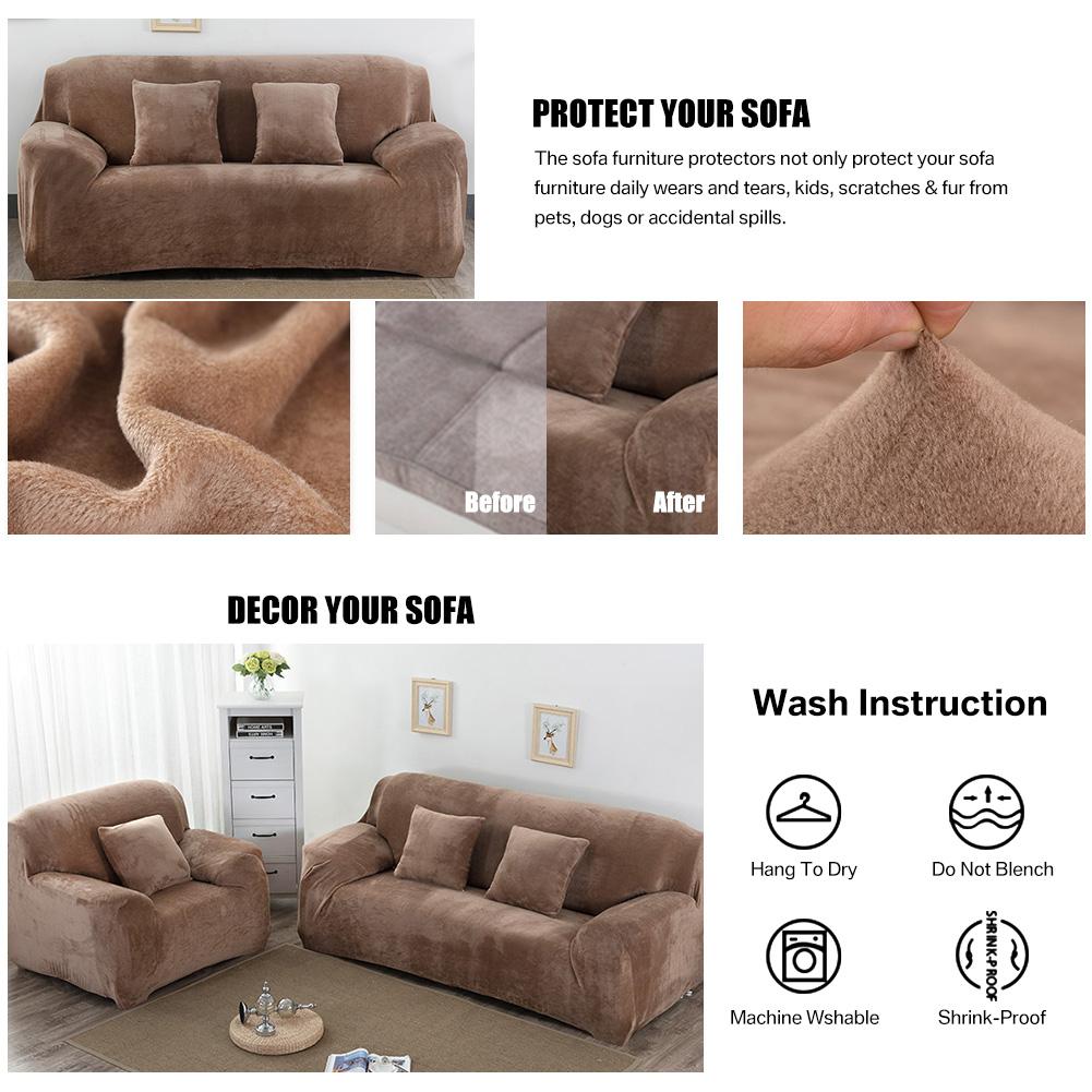 Stretch Velvet Sofa Covers for Living Room 1/2/3/4 Seat All-inclusive Plush Couch Covers Elastic Case Couch Sofa Slipcover Towel
