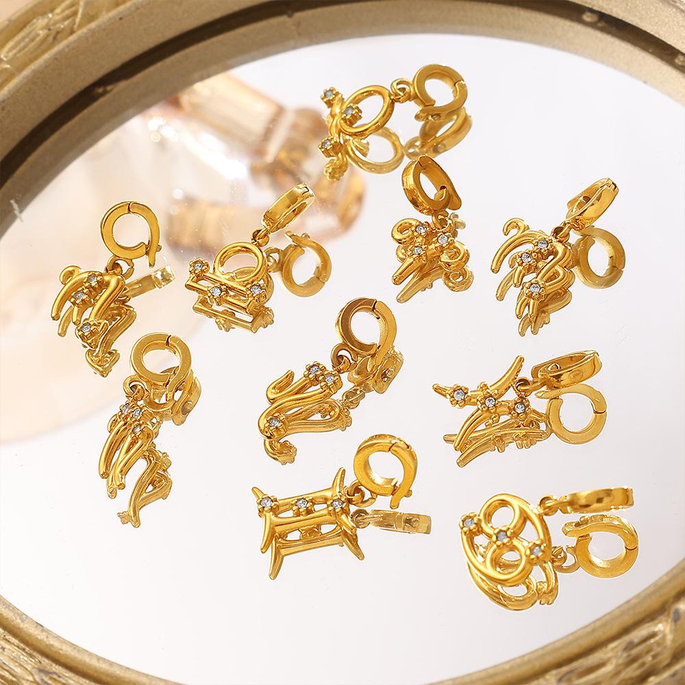 Summer Seaside Babes Wind Diamond-encrusted DIY Twelve Constellations Bikini Buckle Pendant Gold-plated Accessories