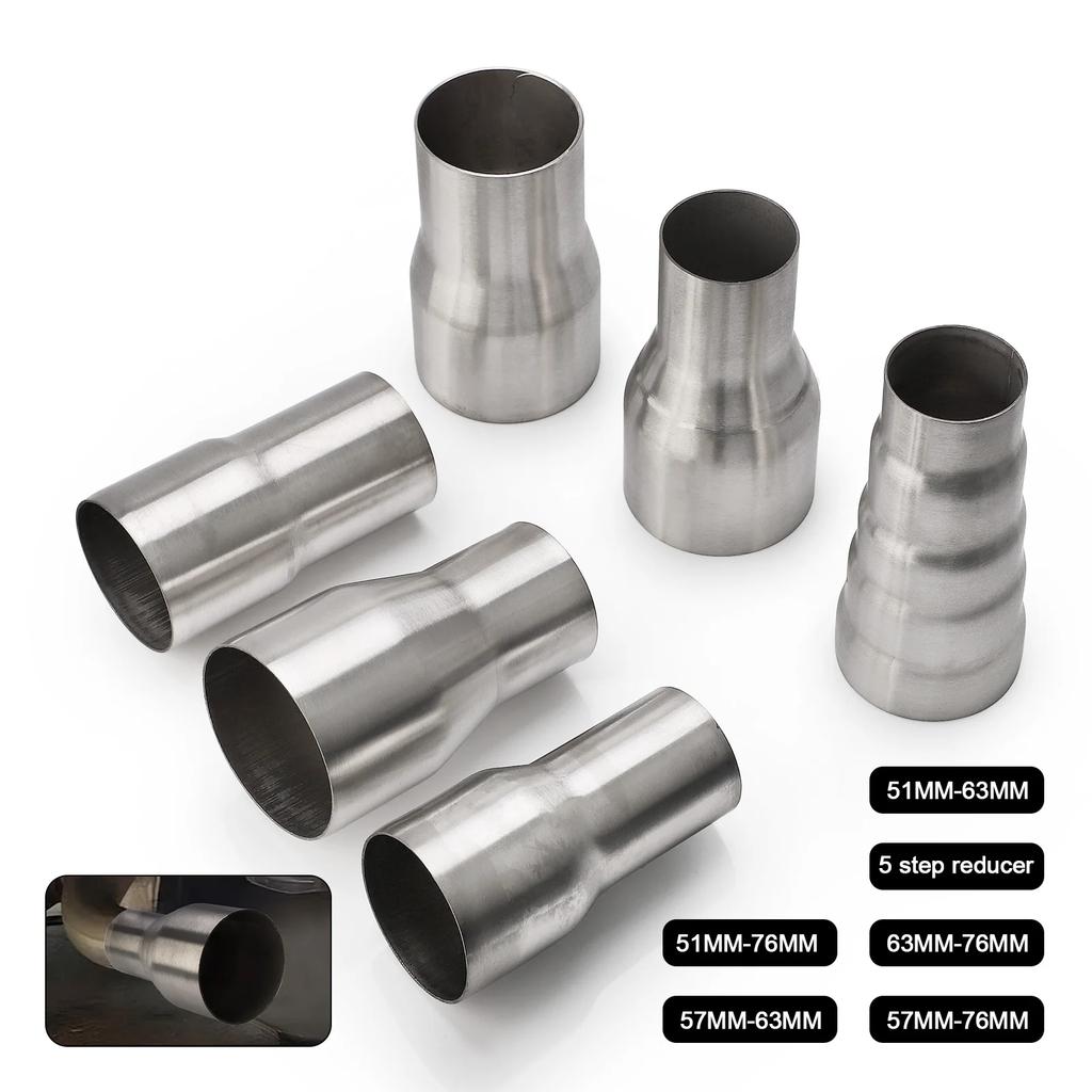 51mm-76mm 57mm-76mm 5 Step Reducer Adapter Intake Pipe Connection Stainless Steel Exhaust Reducer Connector Pipe Tube OD
