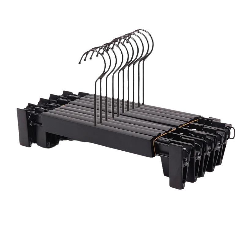 Women's Clothing & Children's Store Non-slip Solid Wood Hangers - Pure Black Trouser & Clothes Hangers