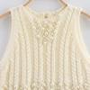 Spring 2025 Women's European & American Style Faux Pearl Round Neck Loose Knit Top