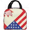 American Usa Flag Lunch Tote Bag for Women Men Reusable Insulated Cooler Lunch Box Container with Pocket for Work Office Trip