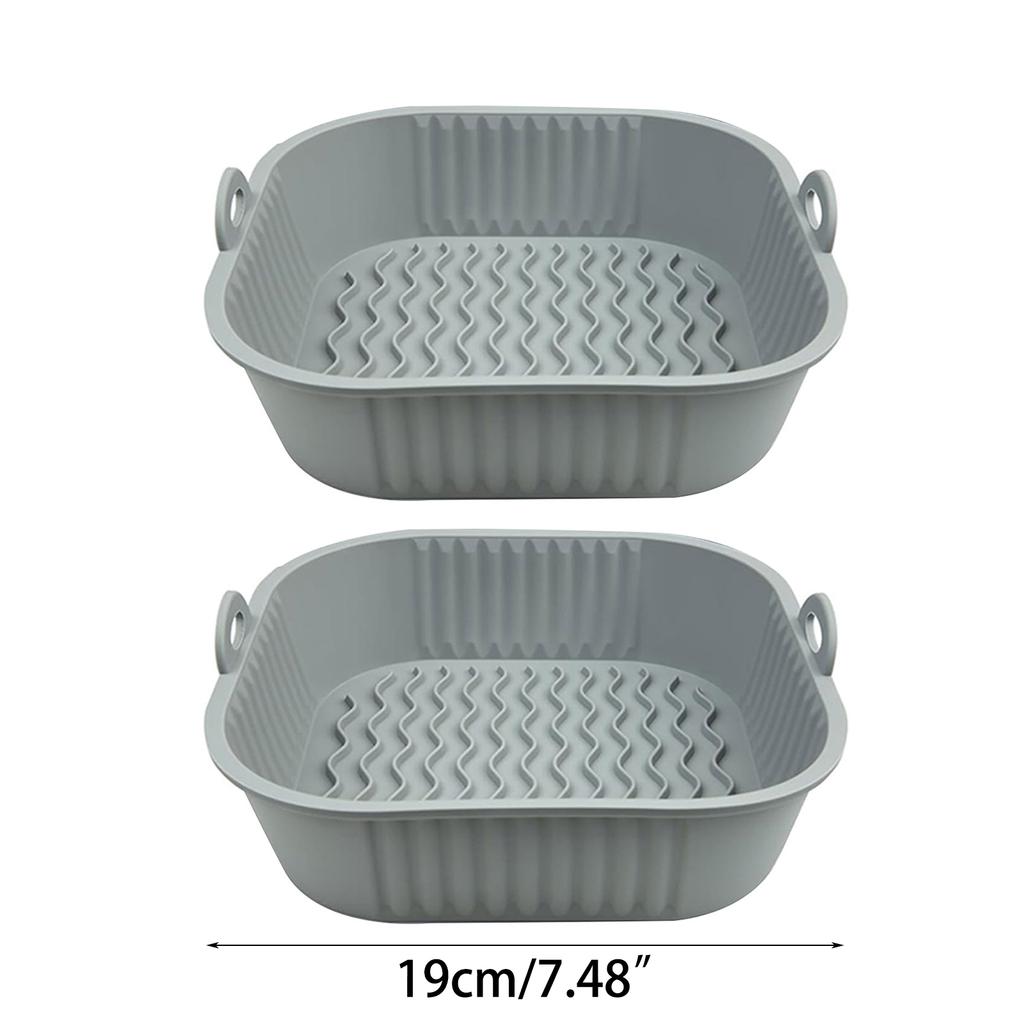 2 Pieces Reusable Air Fryer Pad Pot Liners Square Silicone Air Fryer Basket Air Fryer Bowl Silicone Material for Cooking