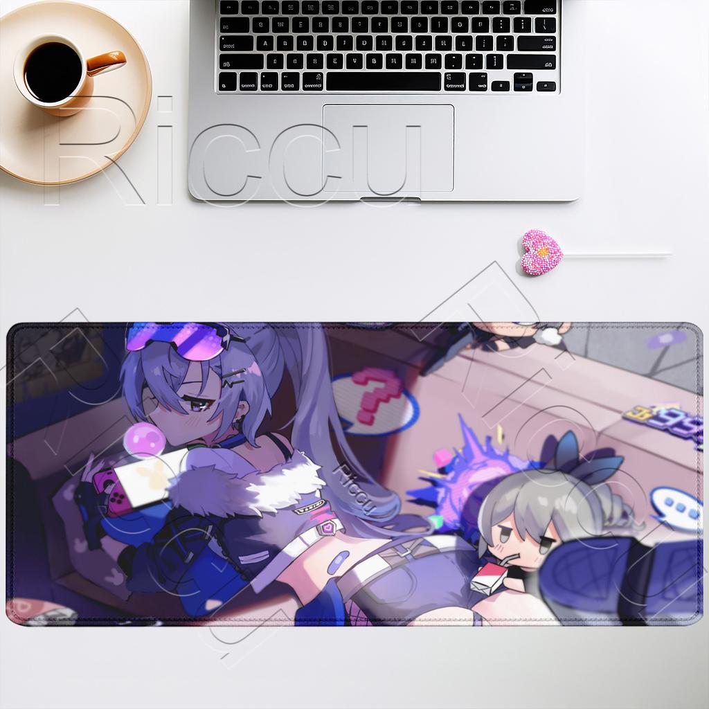 Gaming-Mauspad Silberner Wolf LV HSR Honkai Star Rail Groß XXL Neu Rutschfest Tastatur Anime-Mädchen Kawaii Mauspads PC-Schreibtischmatte