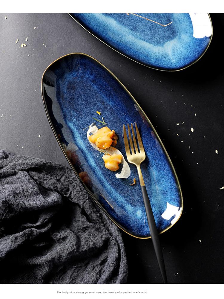 Stor ovnsbakt keramisk fiskeplate Oval tallerken Sushitallerken Vestlig tallerken Dan-formet tallerken Hotell Restaurant Kommersiell rett