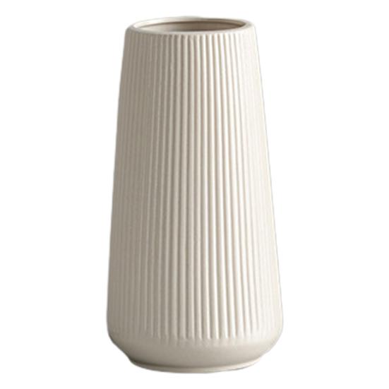White Ceramic Vase Small Ribbed Textured Flower Vase for Pampas Grass Home Living Room Bedroom Dining Table Farmhouse Kitchen Shelf Table Decor