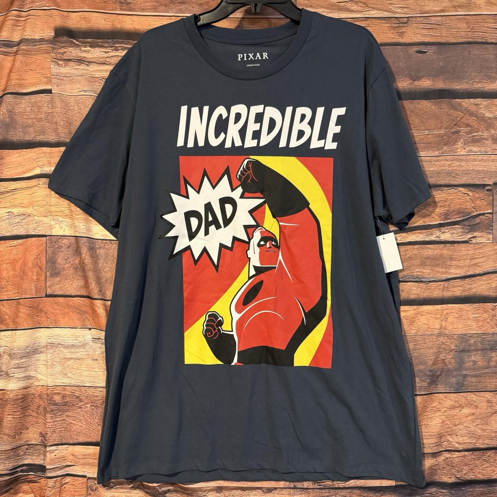 Disney Pixar Incredibles Incredible Dad Mens 2XL Blue / Gray Graphic Unisex T-Shirt XXL