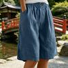 Pantaloncini Bermuda da Donna al Ginocchio Vita Alta Larghi con Tasche Vita Elasticizzata Estivi Cotone Lino Pantaloncini da Spiaggia per Vacanze