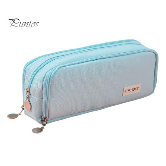 Plátěný penál velké kapacity se zapínáním na zip, vícevrstvý držák na pera, pouzdro, organizér na psací potřeby