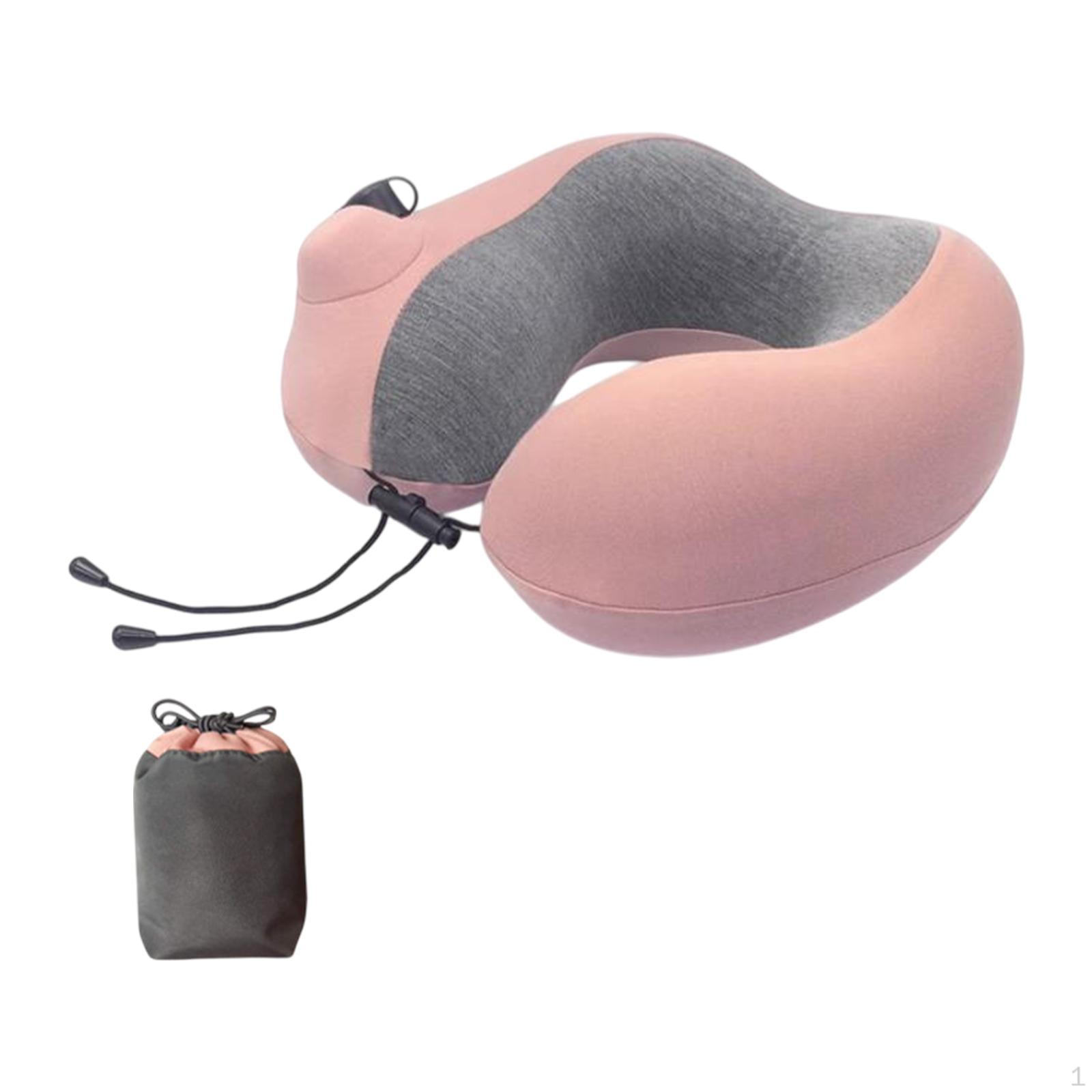 Inflatable Airplane Travel Pillow Lightweight Portable Neck Support Washable розовый
