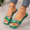 Summer New Women's Flat Bottom Twisted with Sequins Outside Wear One Word with Slippers Women