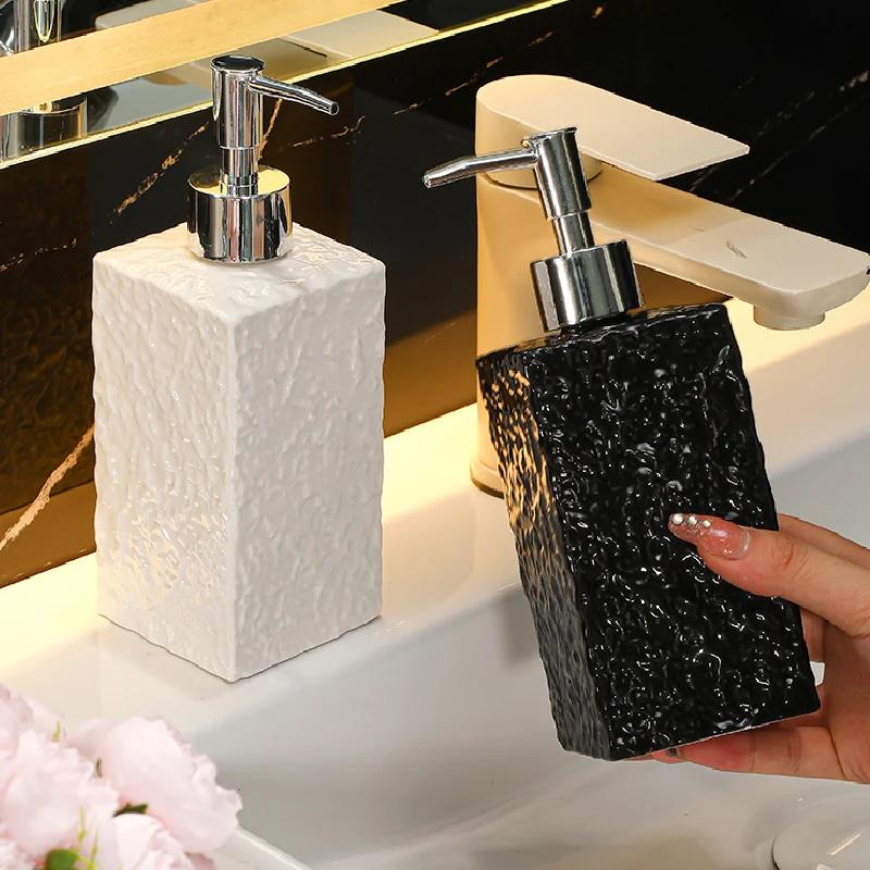 Water Ripple Ceramic Emulsion Bottle Hand Sanitizer Shower Gel Lotion Press Bottle Bathroom Soap Bottle Bathroom Soap Dispenser