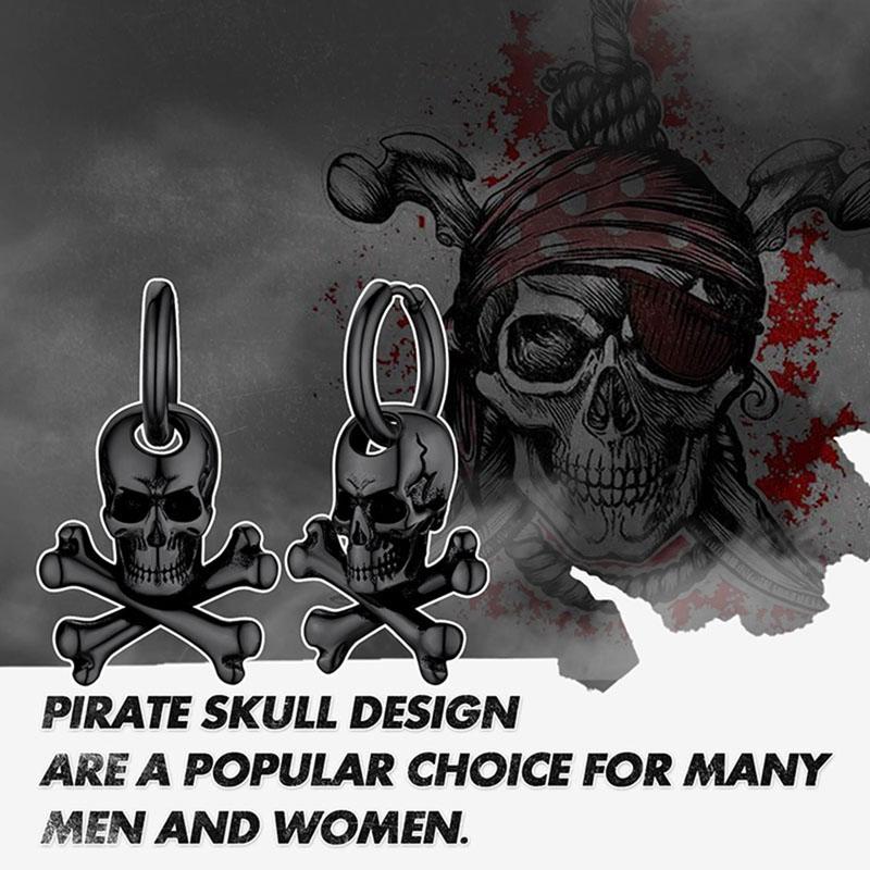 1 Pair of 316L Stainless Steel Retro Gothic Skull Men's Earrings, Halloween Gift Hip Hop Jewelry for Men and Women Fashion