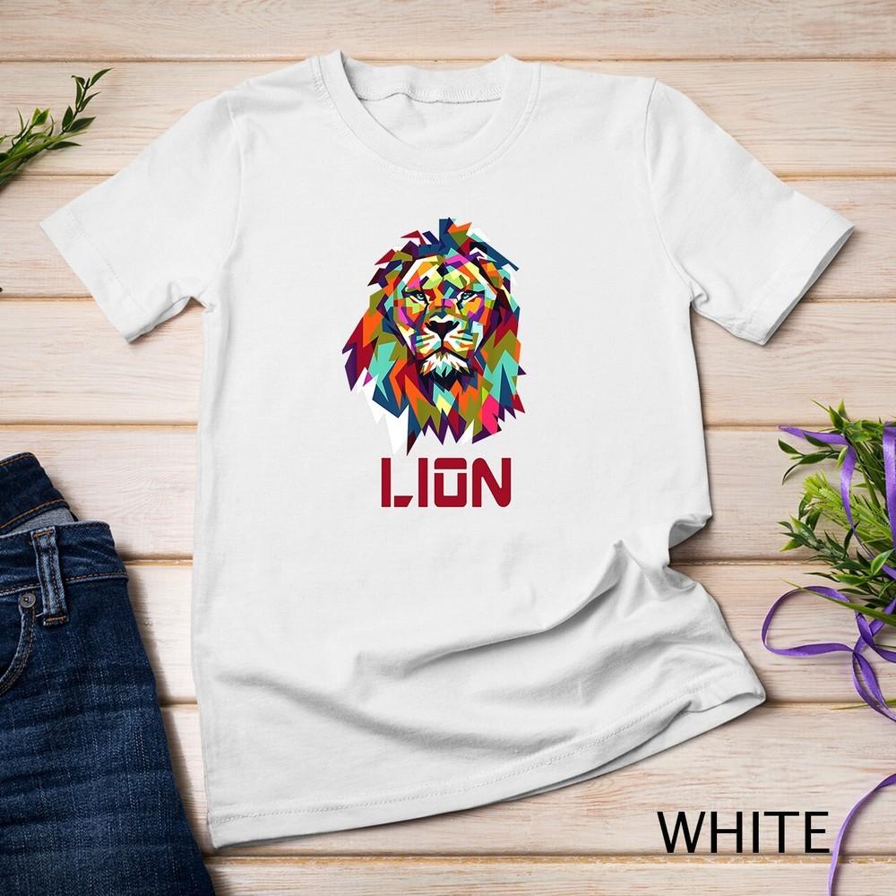 

Cool Trendy Lion Geometric African Animal Leo Cat Gift Shirt Unisex T-shirt L
