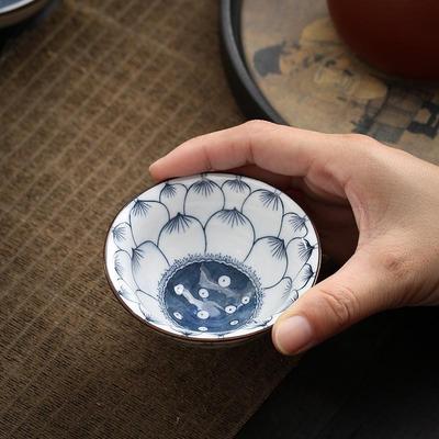 Blue and White Porcelain Douli Teacup for Kung Fu Tea