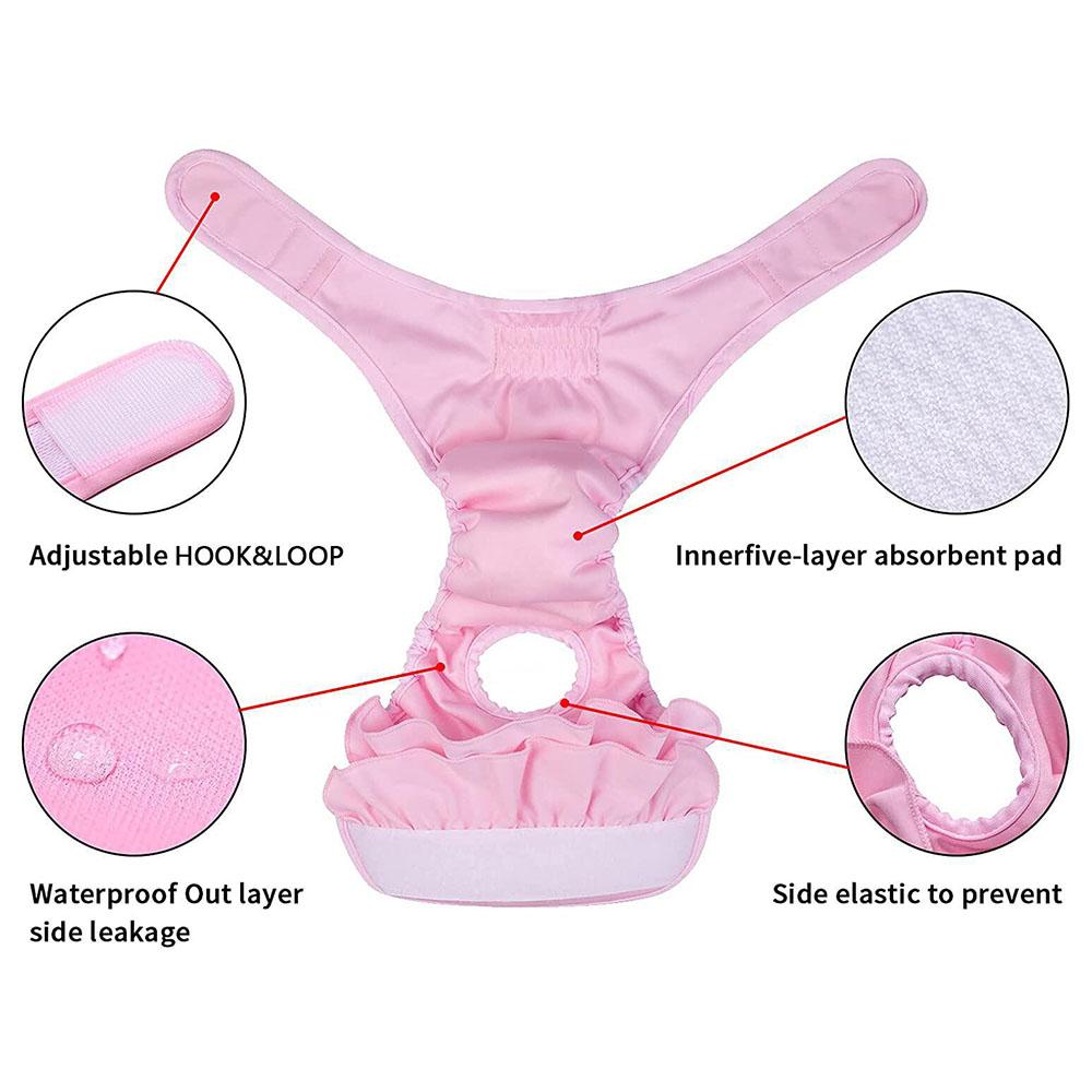Washable Female Dog Diaper Pet Diapers for Small Medium Large Dogs Reusable Puppy Dog Diapers Highly Absorbent Dog Heat Panties