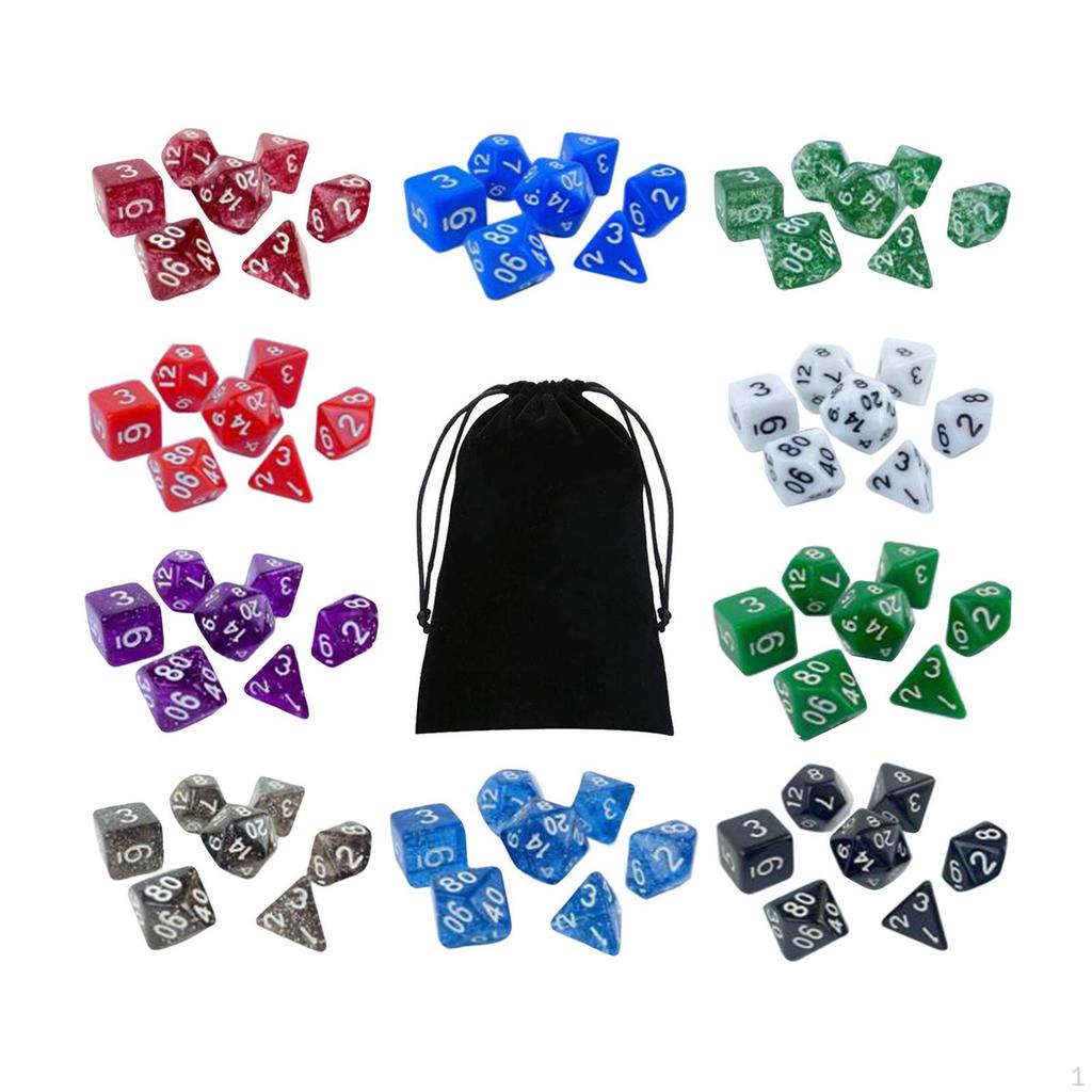 70 Pieces Acrylic with Storage Toys Table Games Sets for D12 D8 D10 D6 D4