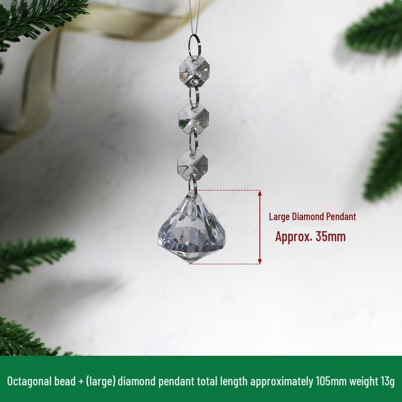 Transparent Acrylic Snowflake Ornament Set with Crystal Bead Strings for Christmas Tree Decoration
