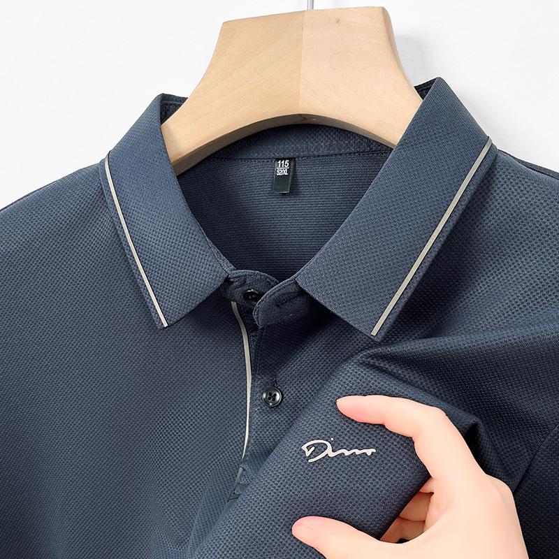 Solid Color Daily Casual Polo Shirt for Men, Comfortable and Breathable Business Thin Top, Youth Dad Outfit, Short Sleeved Men