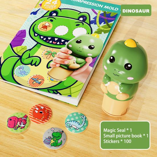 Sticker Stamper Set 100-Page Cute Pattern Stickers Arts And Crafts Fidget Toy Collectible Cartoon Character