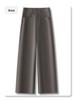Women's 2025 Beige Wide-Leg High-Waisted Slimming Pants - Spring & Autumn Casual Straight-Leg Trousers