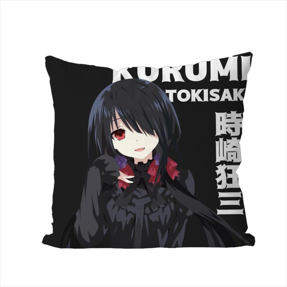 Tokisaki Kurumi Pillow Case For Car Sofa Decorative Home Doublesided Print Plush Square Throw Pillow Cushion Cover