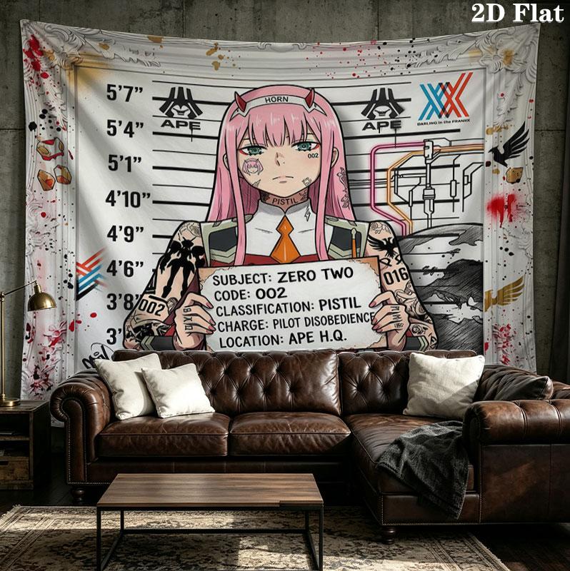 Franxx Wall Tapestry Aesthetic Wall Hanging Printed Fabric Blanket Decorative Tapestries For Bedroom Living Room Home Decor