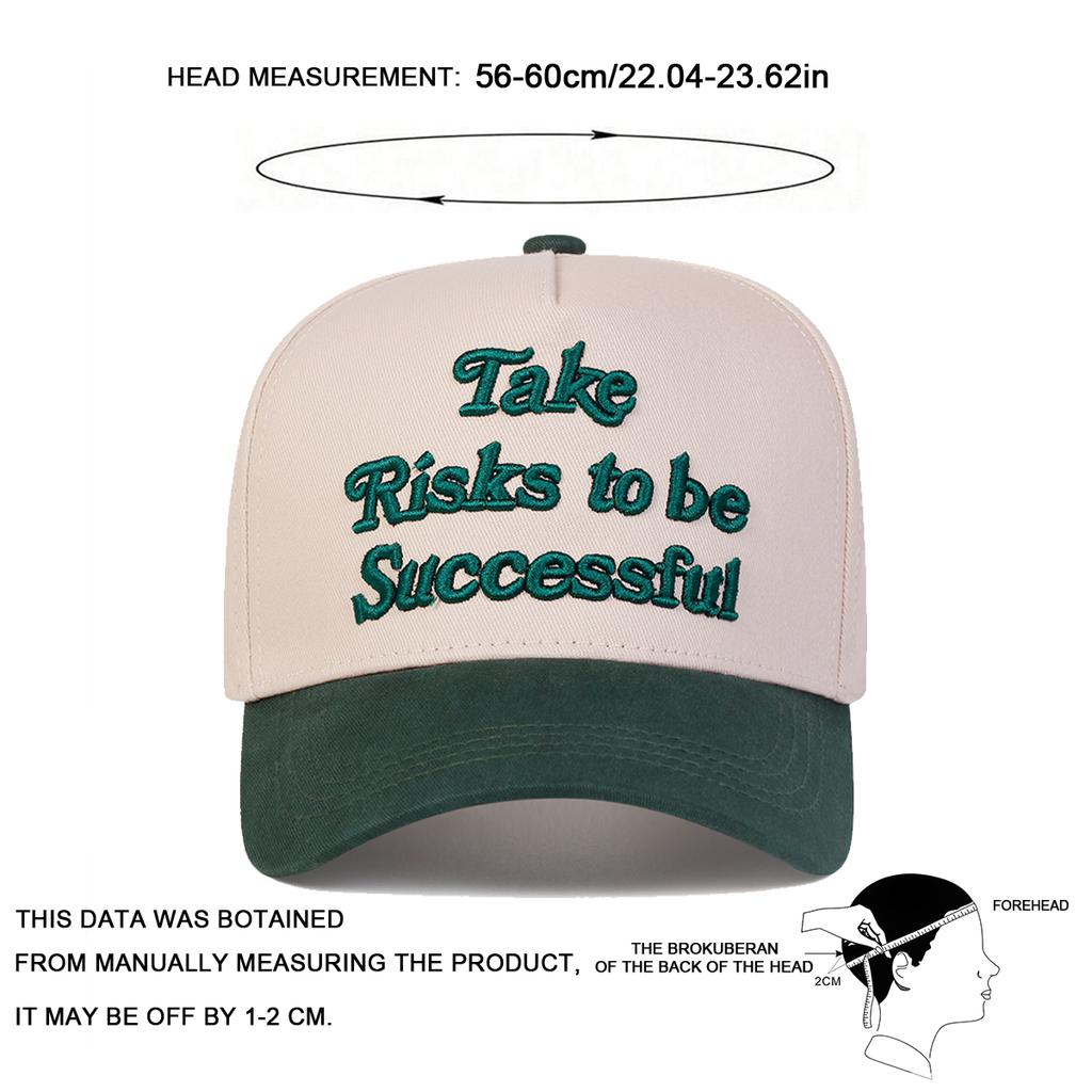 Men Take Risks To Be Successful Letter Embroidered Baseball Cap Outdoor Adjustable Sunscreen Leisure Hat Spring Autumn Travel Tourism Beach Vacation