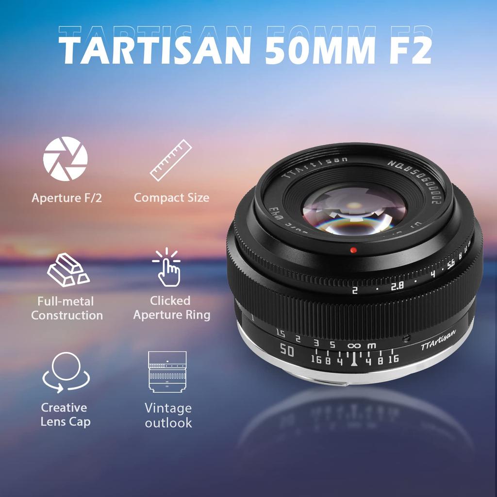 TTartisan 50mm F2 Manual Focus Lens for Sony Compatible with and More Full-Frame E-Mount Cameras, A7, A7II, A7III, A7R, A7RII, A7RIII, A7RIV, A7S,