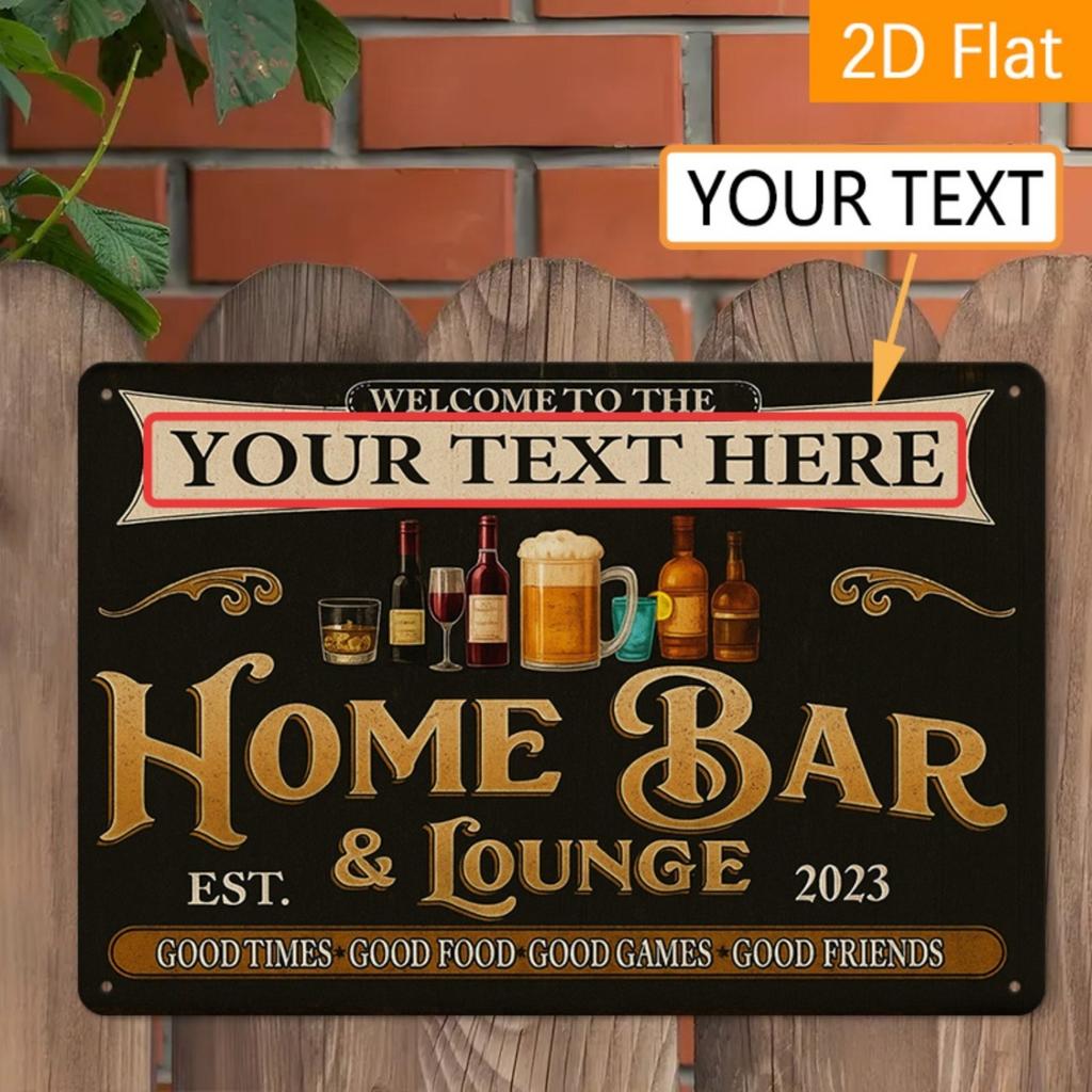 Personalisiertes Vintage-Metallschild Hausbar Wanddekoration