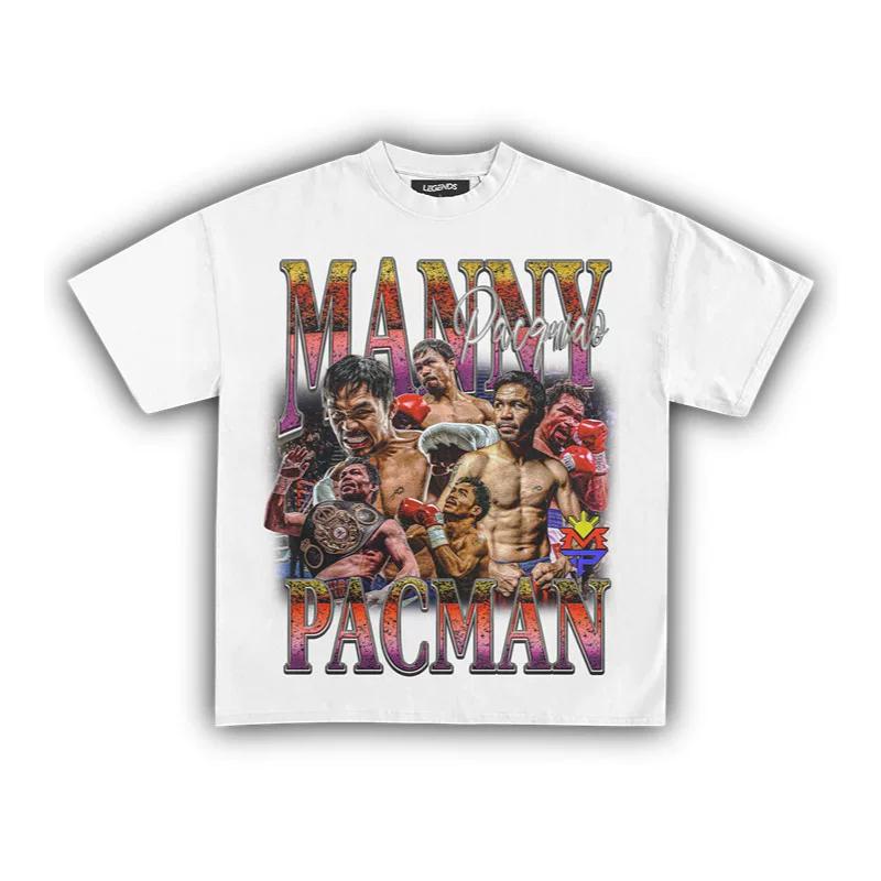 Unisexny Pacquiao Pacunisex T-Shirt Übergroß Boxen Grafik Baumwoll-T-Shirt Mehrfach-Weltmeister Unisex Unisex Trendige Kampf-Merchandise Streetwear
