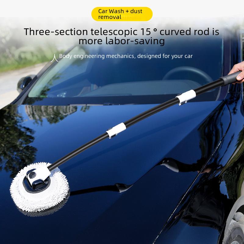 Retractable Curved Rod Car Wash Brush with Soft Bristles - Safe for Car Cleaning