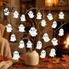 Modern Minimalist Halloween Props Wooden Ghost Hanging Sign, Spooky Wood Sign with Jute Rope, Cute Ornaments Party Decor, Rustic Farmhouse Holiday