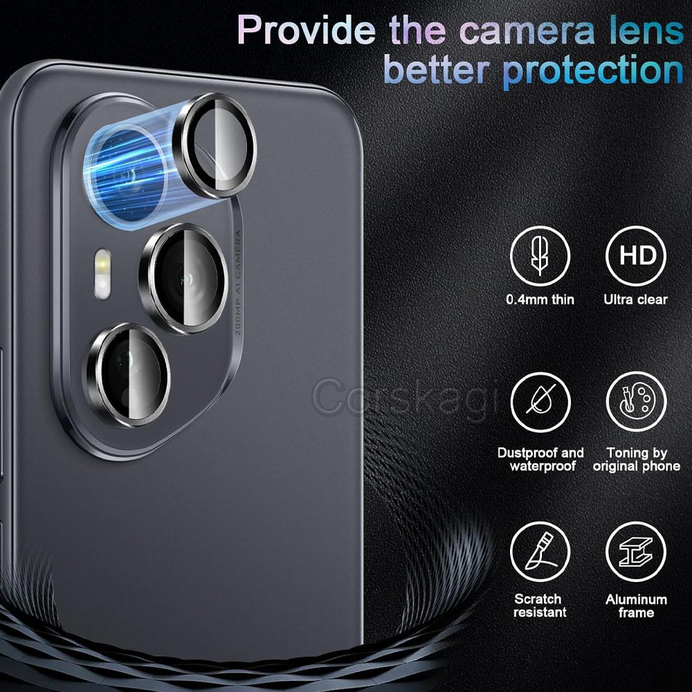 3Pcs Honor 400 Pro Metal Ring + Tempered Glass Camera Protector Lens Honor 400Pro Protection Film