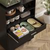 Kitchen Trolley on Wheels, Microwave Cart, Drawer, Shelves, 59 x 40 x 92 cm, Black