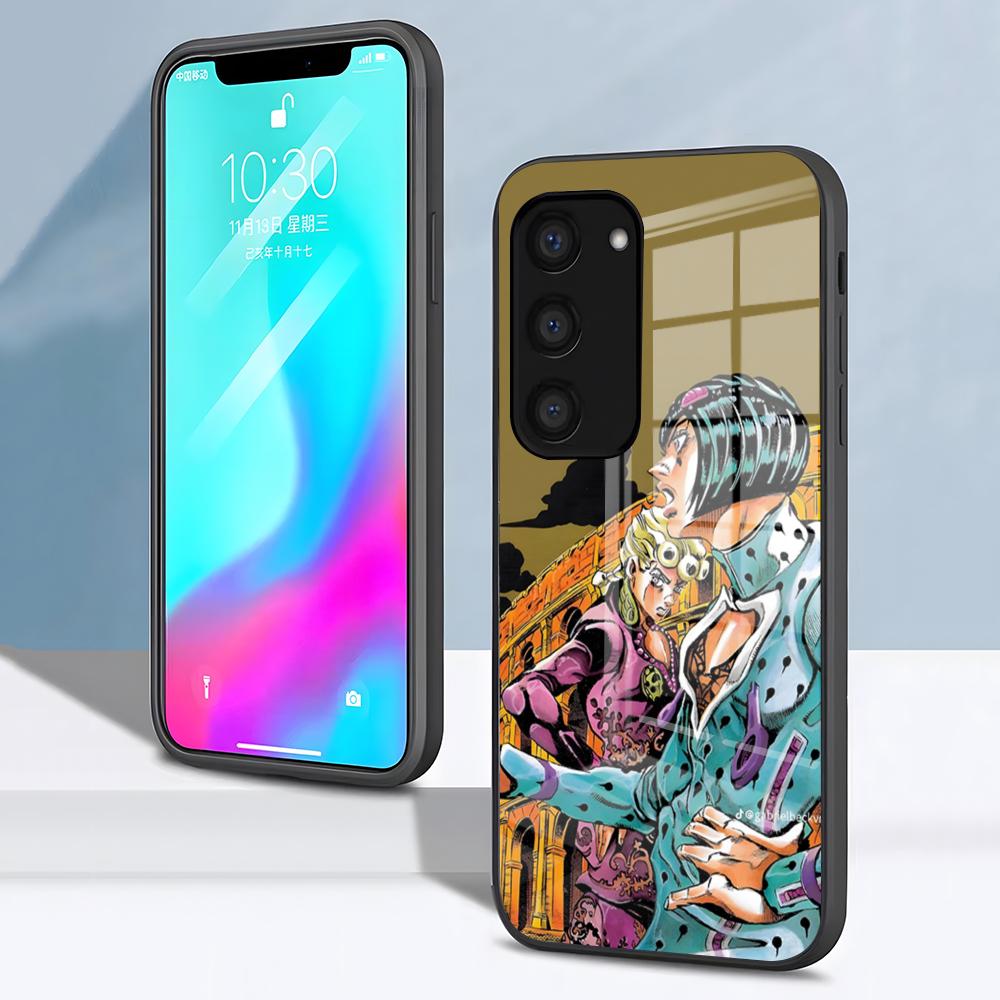 JoJos Bizarre Adventure Phone Case For Samsung S26 S25 S24 FE S23 S22 S21 Plus S20 Ultra Note20Ultra Black Glass Cover