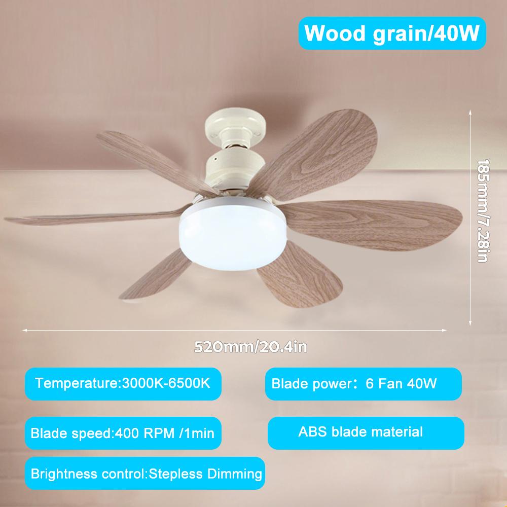E26 E27 Base Home-use LED Ceiling Fan Light Wireless Remote Smart Fan Light 42cm 52cm Ceiling Fan for Room Office Study Kitchen