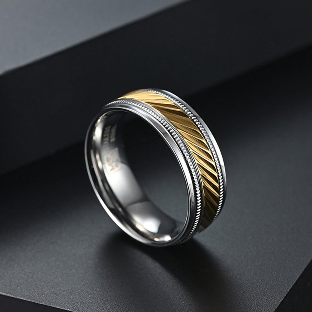 Simple 8mm Fashion Gold&Silver Color Stainless Steel Rings Classic Engagement Wedding Rings for Women and Men Jewelry