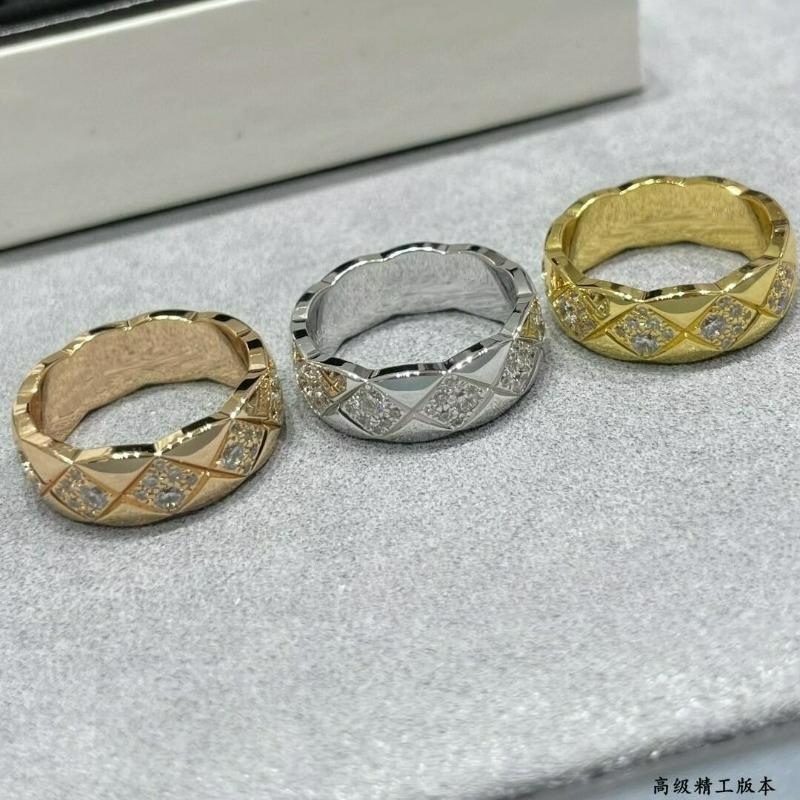 Bague COCO Losange Version Haute CNC Nouveau Classique Version Large Losange Incrusté Main Diamant Carré Bague Polyvalente