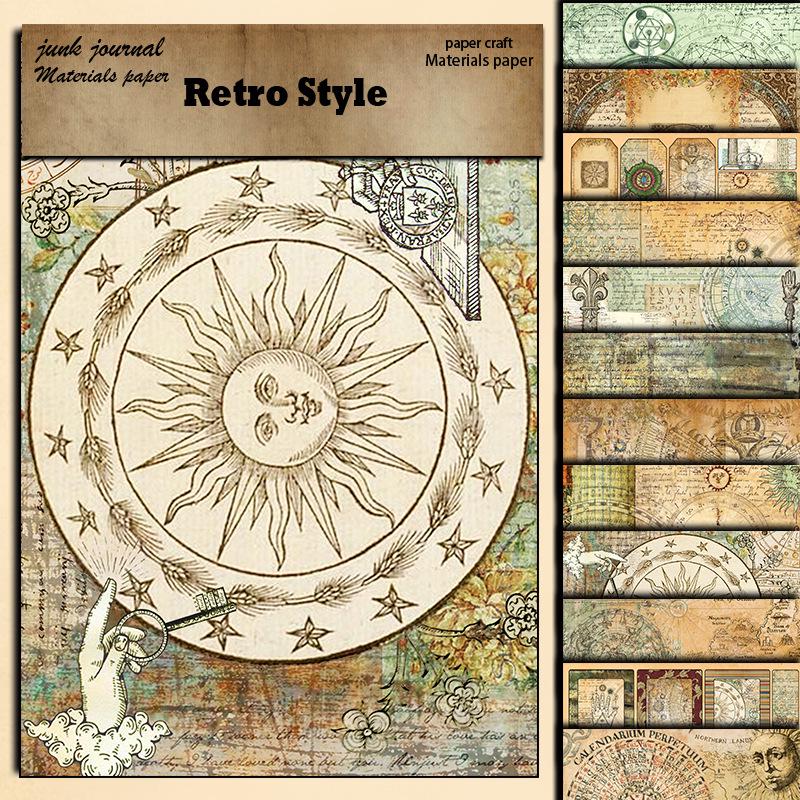 

Vintage Medieval Alchemy Newspaper Paper - 12 Sheets for Journal Collage Decoration